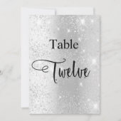 Zilveren glitter kalligrafie tafel twaalf 12 kaart (Voorkant)