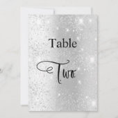 Zilveren glitter kalligrafie tafel twee kaart (Voorkant)