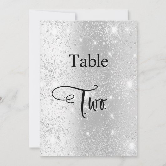 Zilveren glitter kalligrafie tafel twee kaart (Achterkant)