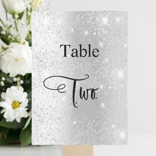 Zilveren glitter kalligrafie tafel twee kaart