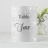 Zilveren glitter kalligrafie tafel vier 4 kaart (Staand voorkant)
