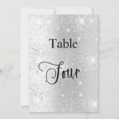 Zilveren glitter kalligrafie tafel vier 4 kaart (Achterkant)