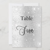 Zilveren glitter kalligrafie tafel vijf 5 kaart (Achterkant)