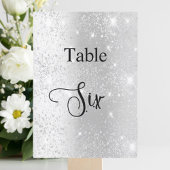 Zilveren glitter kalligrafie tafel zes 6 kaart