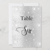 Zilveren glitter kalligrafie tafel zes 6 kaart (Achterkant)