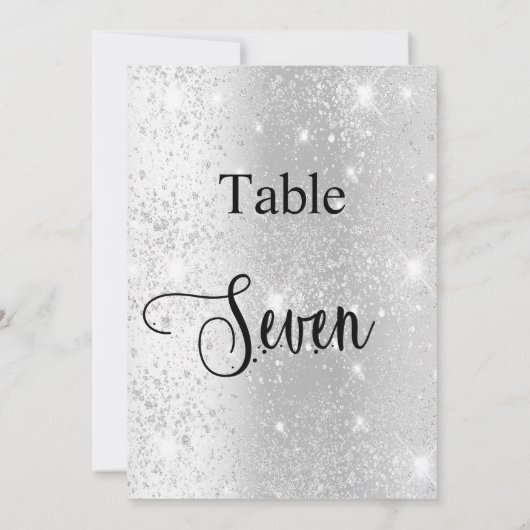 Zilveren glitter kalligrafie tafel zeven 7 kaart (Achterkant)