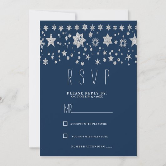 Zilveren glitter Kerst fee licht winter RSVP Kaart (Voorkant)