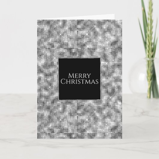 Zilveren Glitter Kerstmis Feestdagen Kaart (Voorkant)