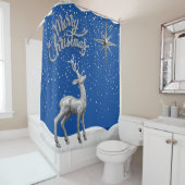 Zilveren Glitter Kerstmis Rendier met Zilveren Ste Douchegordijn (In situ)