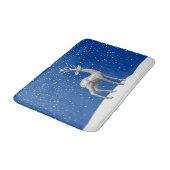 Zilveren Glitter Kerstmis Rendieren in Sneeuw Badmat (Gekanteld)