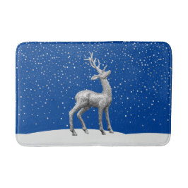 Zilveren Glitter Kerstmis Rendieren in Sneeuw Badmat