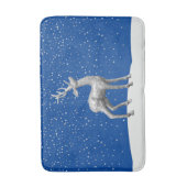 Zilveren Glitter Kerstmis Rendieren in Sneeuw Badmat (Voorkant Verticaal)