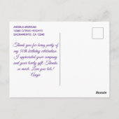 Zilveren Glitter Konings Paarse Verjaardag Bedankt Briefkaart (Achterkant)