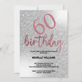 Zilveren Glitter Koraal Kalligrafie Verjaardag Kaart