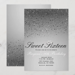 Zilveren Glitter Kroon Feestelijke Zweet 16 Verjaa Kaart