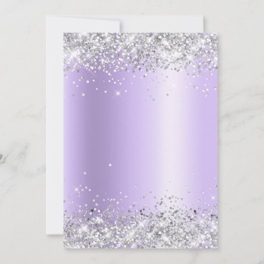 Zilveren Glitter Lavendel Satin Folie 60e Verjaard Kaart (Achterkant)