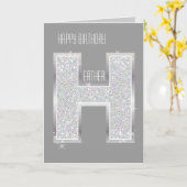 Zilveren Glitter Letter H Kaart (Gele Bloem)