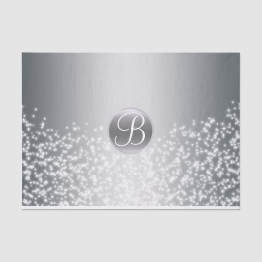 Zilveren Glitter Letters Monogram Letter Initiaal Tissuepapier (Voorkant)