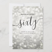 Zilveren Glitter Licht 60e Verjaardag Menu Program Kaart (Voorkant)