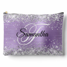 Zilveren Glitter Licht Paarse Folie Fancy Monogram