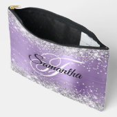 Zilveren Glitter Licht Paarse Folie Fancy Monogram Etui (Open)