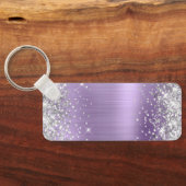 Zilveren Glitter Licht Paarse Folie Fancy Monogram Sleutelhanger (Achterkant)