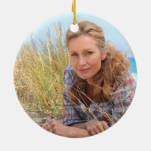 Zilveren Glitter Licht Roze 50e Verjaardag Foto Keramisch Ornament (Achterkant)