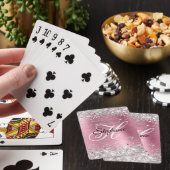 Zilveren Glitter Licht Roze Folie Fancy Monogram Pokerkaarten (Insitu)