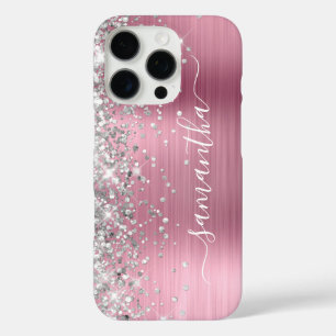Zilveren Glitter Licht Roze Metallic Meisjesachtig iPhone 16 Pro Hoesje