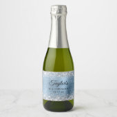 Zilveren Glitter Lichtblauwe Folie 40 & Fabulous Sparkling Wijnetiket (Voorkant)
