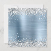 Zilveren Glitter Lichtblauwe Folie 40e Verjaardag Kaart (Achterkant)