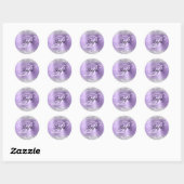 Zilveren Glitter Lichte Paarse Folie Fancy Monogra Ronde Sticker (Vel)