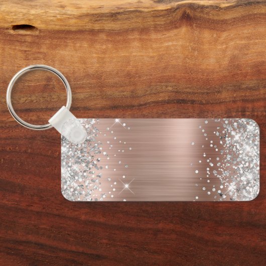 Zilveren Glitter Lichte Paarse Folie Fancy Monogra Sleutelhanger (Achterkant)