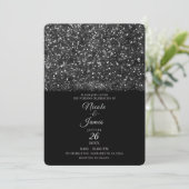 Zilveren Glitter Lichtjes Bruiloft Kaart (Staand voorkant)