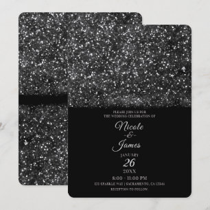 Zilveren Glitter Lichtjes Bruiloft Kaart
