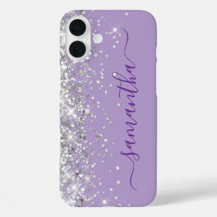Zilveren Glitter Lichtpaarse Meisjesachtige Handte iPhone 16 Plus Hoesje