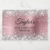Zilveren Glitter Lichtroze Folie 40 & Fabulous Sparkling Wijnetiket (Enkel label)