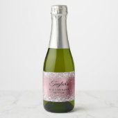 Zilveren Glitter Lichtroze Folie 40 & Fabulous Sparkling Wijnetiket (Voorkant)