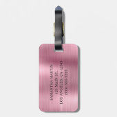 Zilveren Glitter Lichtroze Folie Fancy Monogram Bagagelabel (Achterkant verticaal)