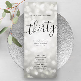 Zilveren Glitter Lights 30e Verjaardag Programma's Kaart