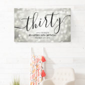 Zilveren Glitter Lights 30e verjaardag Spandoek (Insitu)