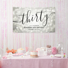 Zilveren Glitter Lights 30e verjaardag Spandoek