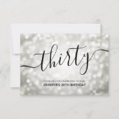 Zilveren Glitter Lights 30th Verjaardag Dank u Bedankkaart (Voorkant)