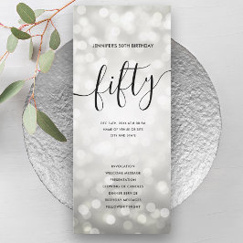 Zilveren Glitter Lights 50e Verjaardagsprogramma's Kaart