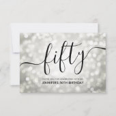 Zilveren Glitter Lights 50th Verjaardag Dank u Bedankkaart (Voorkant)