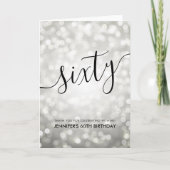 Zilveren Glitter Lights 60th Verjaardag Dank u Bedankkaart (Voorkant)