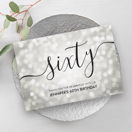 Zilveren Glitter Lights 60th Verjaardag Dank u Bedankkaart