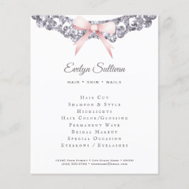 Zilveren glitter lijst roze boog flyer