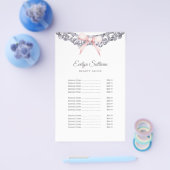 Zilveren glitter lijst roze boog prijslijst flyer (Enkel)