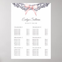 Zilveren glitter lijst roze boog prijslijst poster